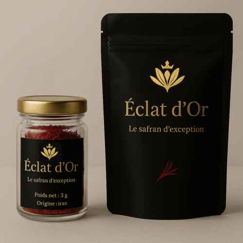Safran Premium 3g (Catégorie Super Negin - Origine Iran). Avec la marque Éclat d’Or) Safran Premium 3g (Catégorie Super Negin - Origine Iran). Avec la marque Éclat d’Or)